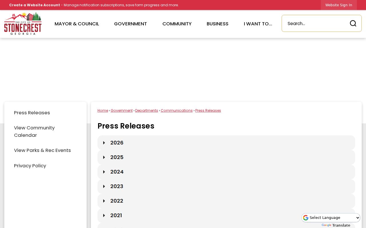 Stonecrest residents directory city press releases