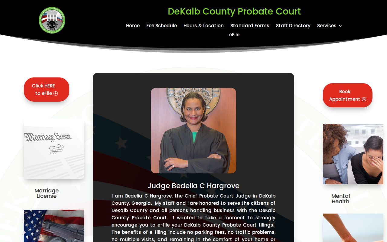 DeKalb Probate Court official marriage and estate records page