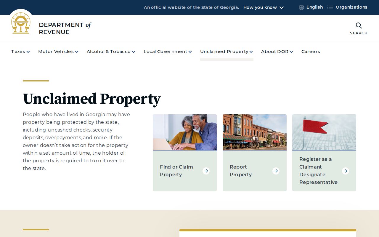 Georgia Department of Revenue free unclaimed property program