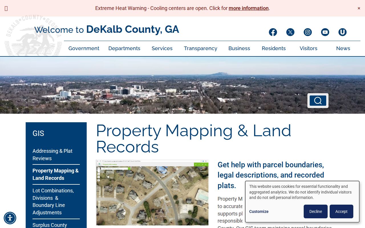 DeKalb property mapping page for a Stonecrest street search